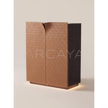 Italian Leather Double Door Wine Cabinet - scene