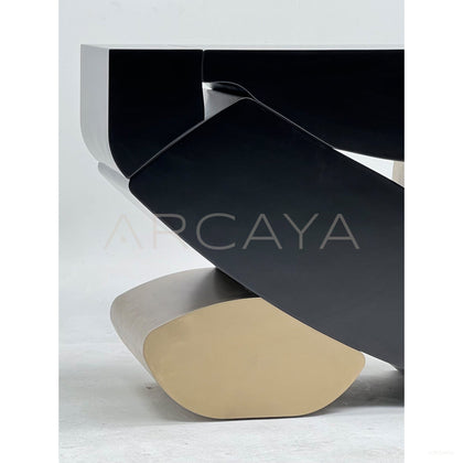 Geometric Stacked Sculptural Entryway Console - scene