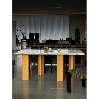 Jeaek Spruce Stone Dining Table - scene