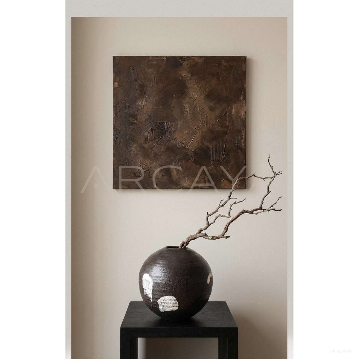 Black Brushed Ceramic Vase in detail