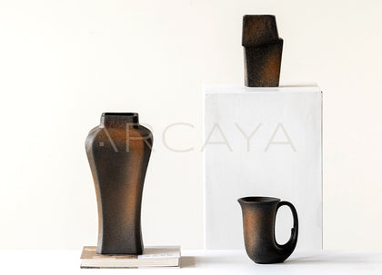 Vintage Kiln Glaze Square Ceramic Vase - scene