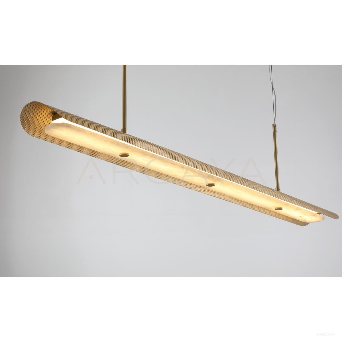 Linear Gold Rim Alabaster Pendant Light 21850 in detail