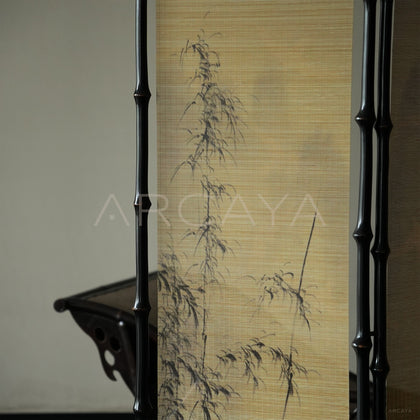 Flying Crane Landscape Four Panel Screen - scene