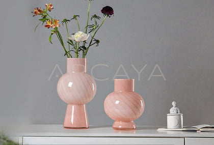 Pink Gourd Tulip Glass Vase - scene