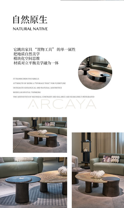 Cloud Stone Nesting Coffee Table - scene
