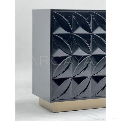 Black 3D Relief Four Drawer Chest - scene