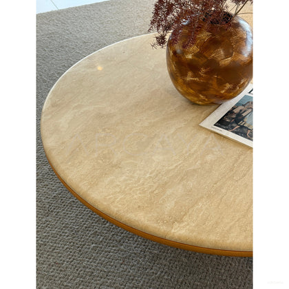 Natural Travertine Coffee Table Living Room - scene