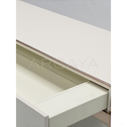 Cream White Eight Drawer Rose Gold Chest - scene