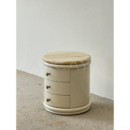 Striped White Jade Mother Of Pearl Nightstand - scene