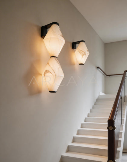 Stone Texture Single Diamond Wall Light 96367 - scene