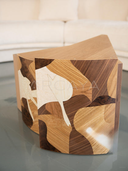 Veneer Marquetry Nesting Coffee Table - detail