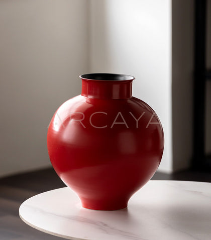 New Chinese Red Round Belly Ceramic Vase - scene
