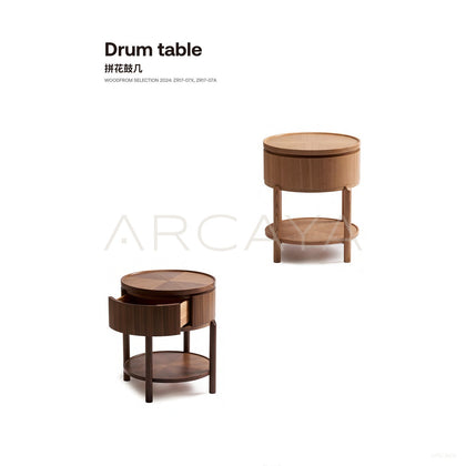 Marquetry Drum Side Table - scene