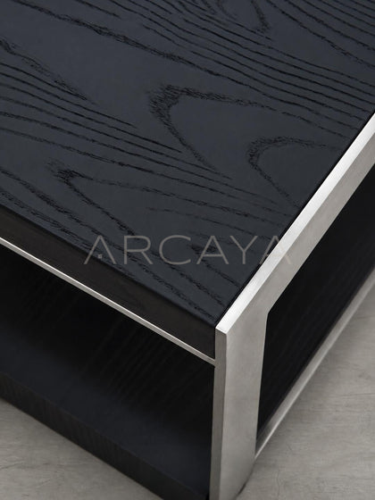 Gauguin Brushed Wood Metal Frame Coffee Table - detail
