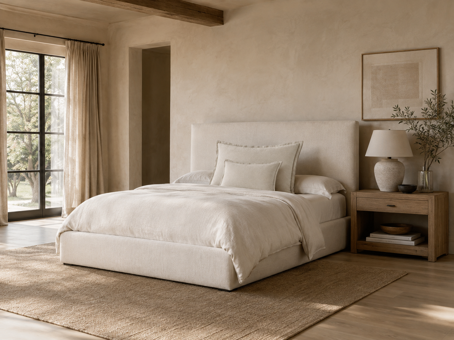 Bed Linens in a modern room