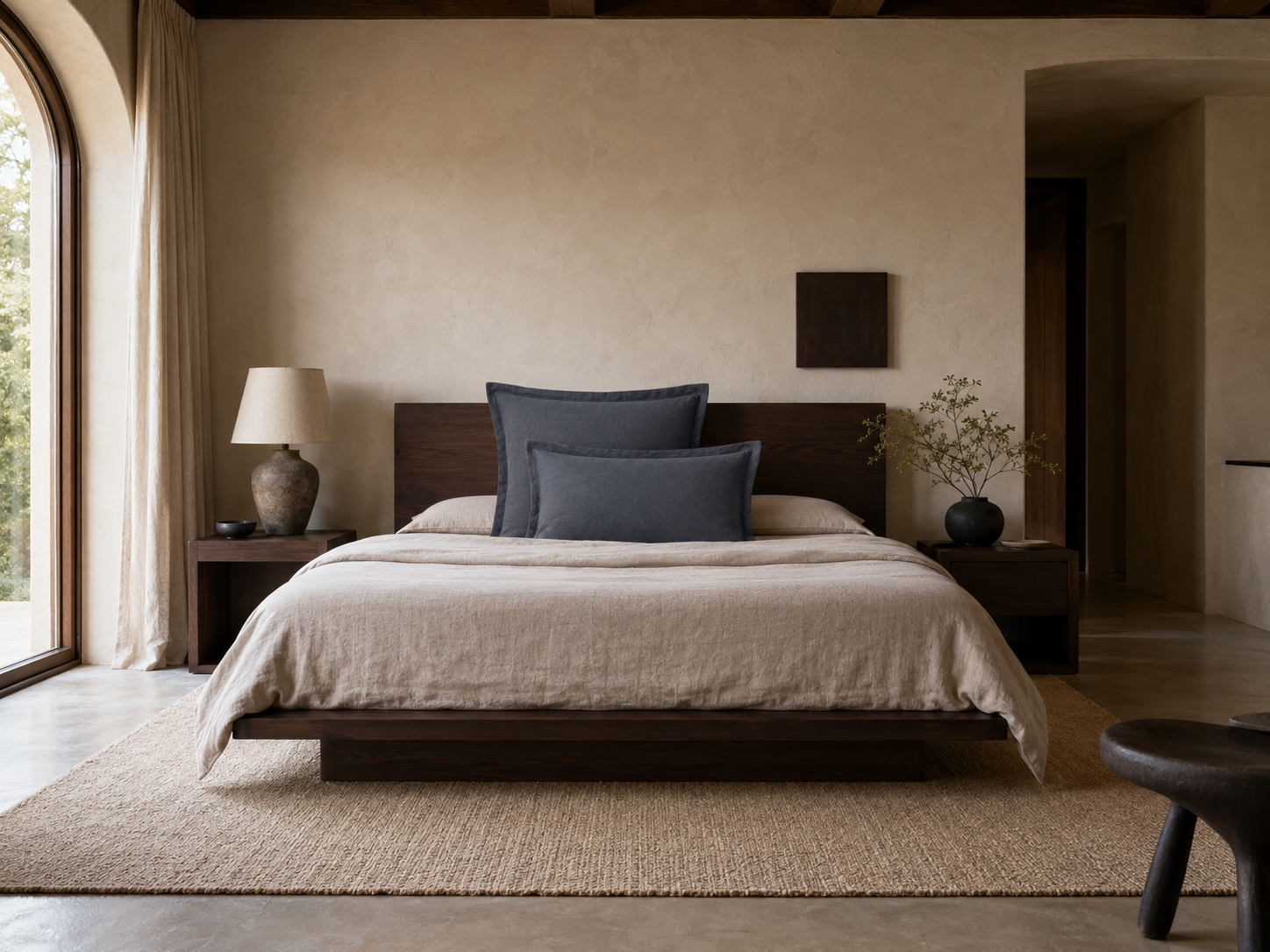 Bed Linens in a modern room