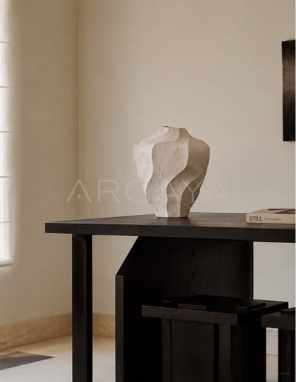 Handmade Plain White Ceramic Vase Bedroom - scene