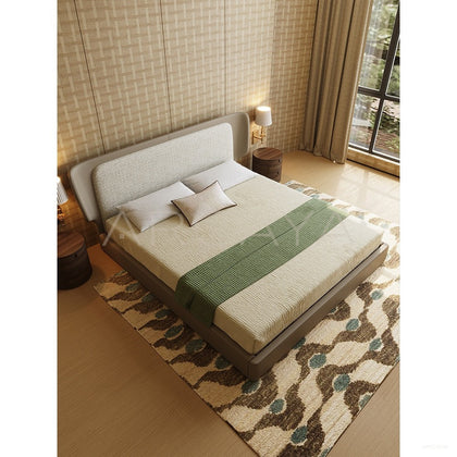 Wide Headboard Leather Trim Bed - scene