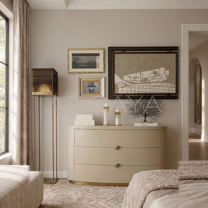 Oval Bulgari Sintered Stone Top Curved Three Drawer Chest - main
