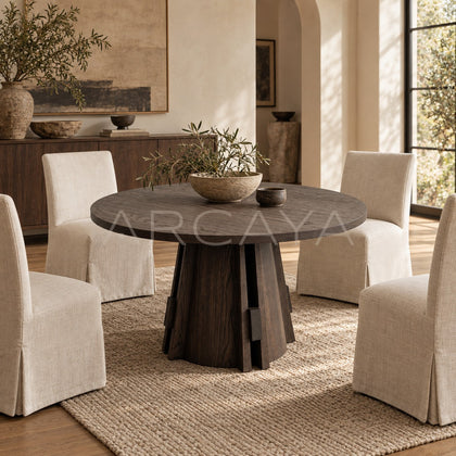 Oak Round Dining Table Custom - photo