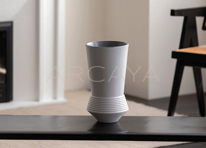 Ring Stacked Waist White Ceramic Vase - scene