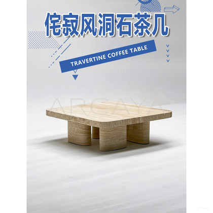Wabi Sabi Travertine Coffee Table - scene