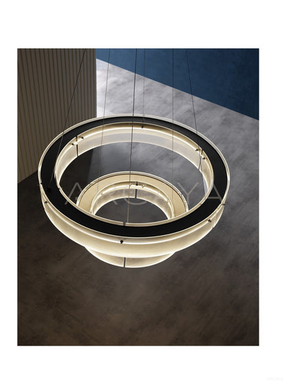 Ribbed Glass Ring Double Pendant Light 21840 - scene