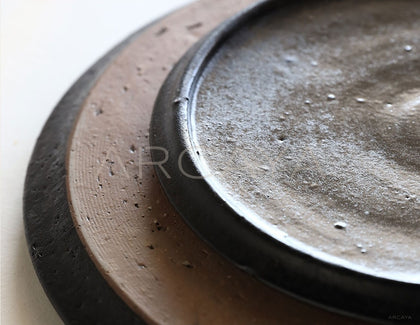 Amu Collab Black Swirl Stoneware Salad Plate - scene