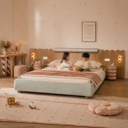 Kids Room Wave Oak Bed Set - scene