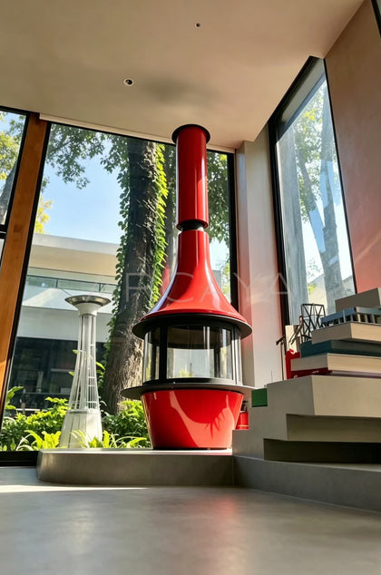 Sculptural Suspended Fireplace - scene