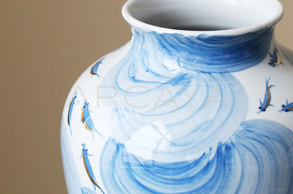 Jingdezhen Blue White Jar Vase Vintage - scene