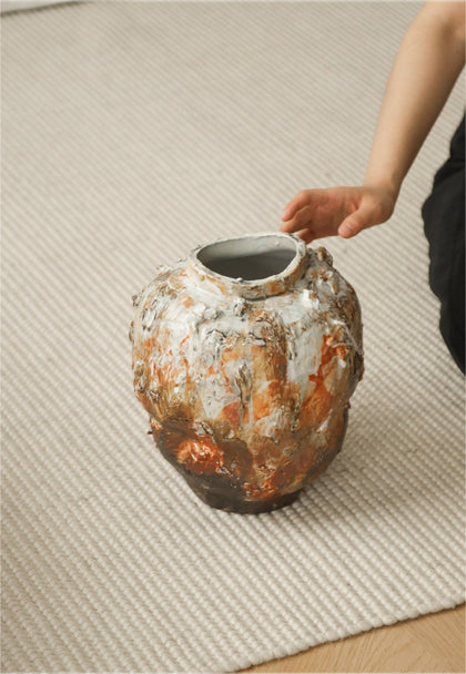 Large Floor Wabi Sabi Jar Vase - scene