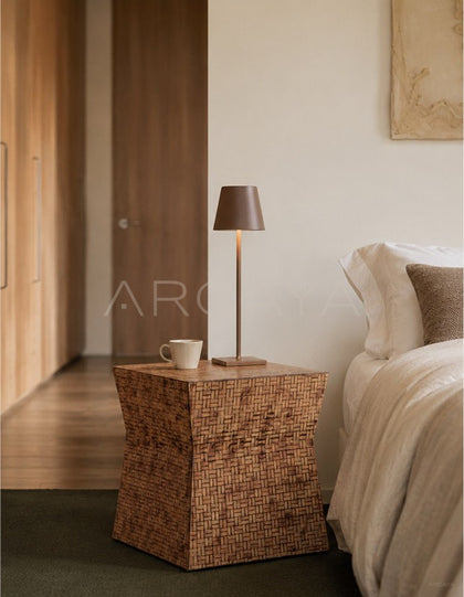 Handwoven Square Side Table - scene