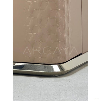 Italian Leather Curved Glass Display Cabinet - scene