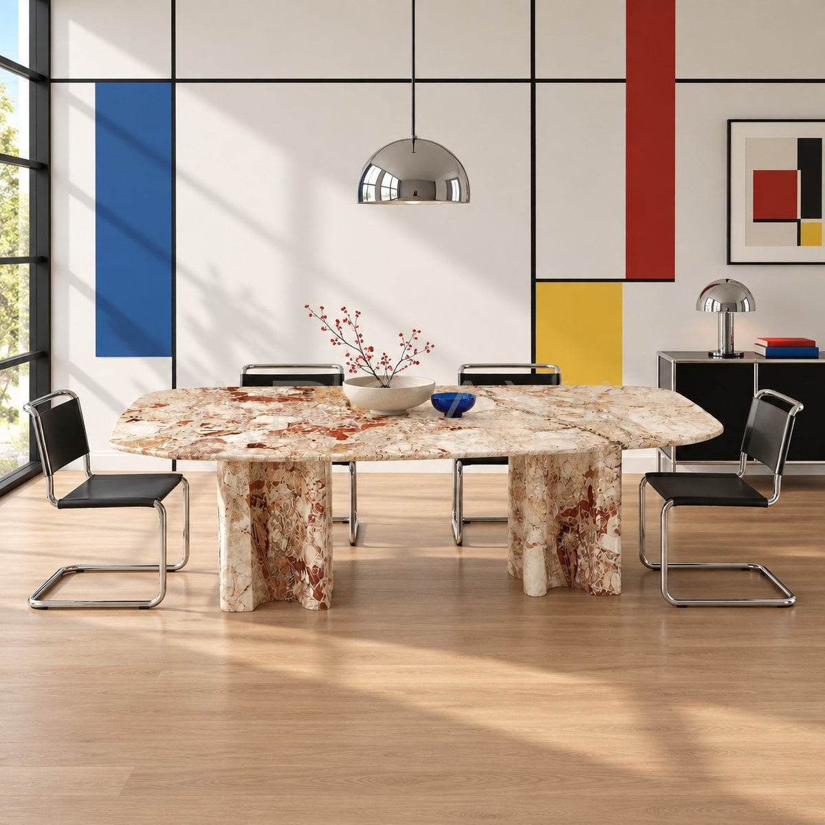 Brescia Marble Dining Table in detail