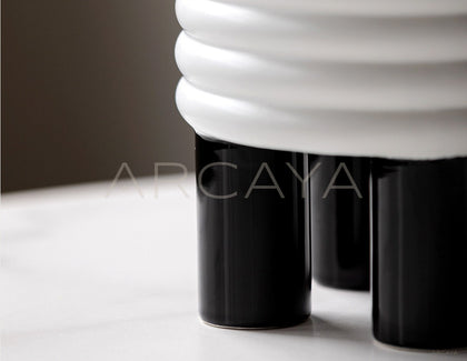 Vintage White Spiral Ceramic Vase - scene