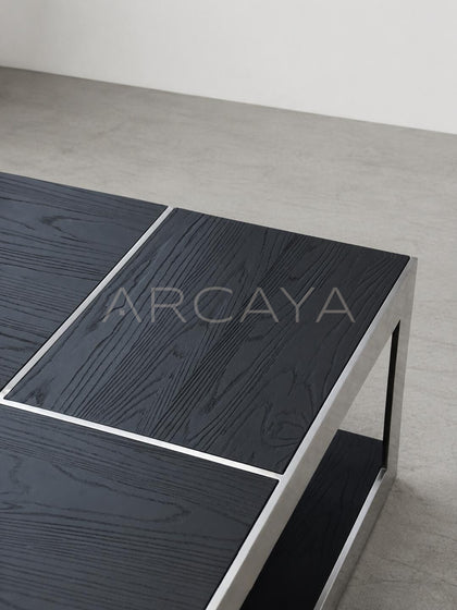 Gauguin Brushed Wood Metal Frame Coffee Table - detail