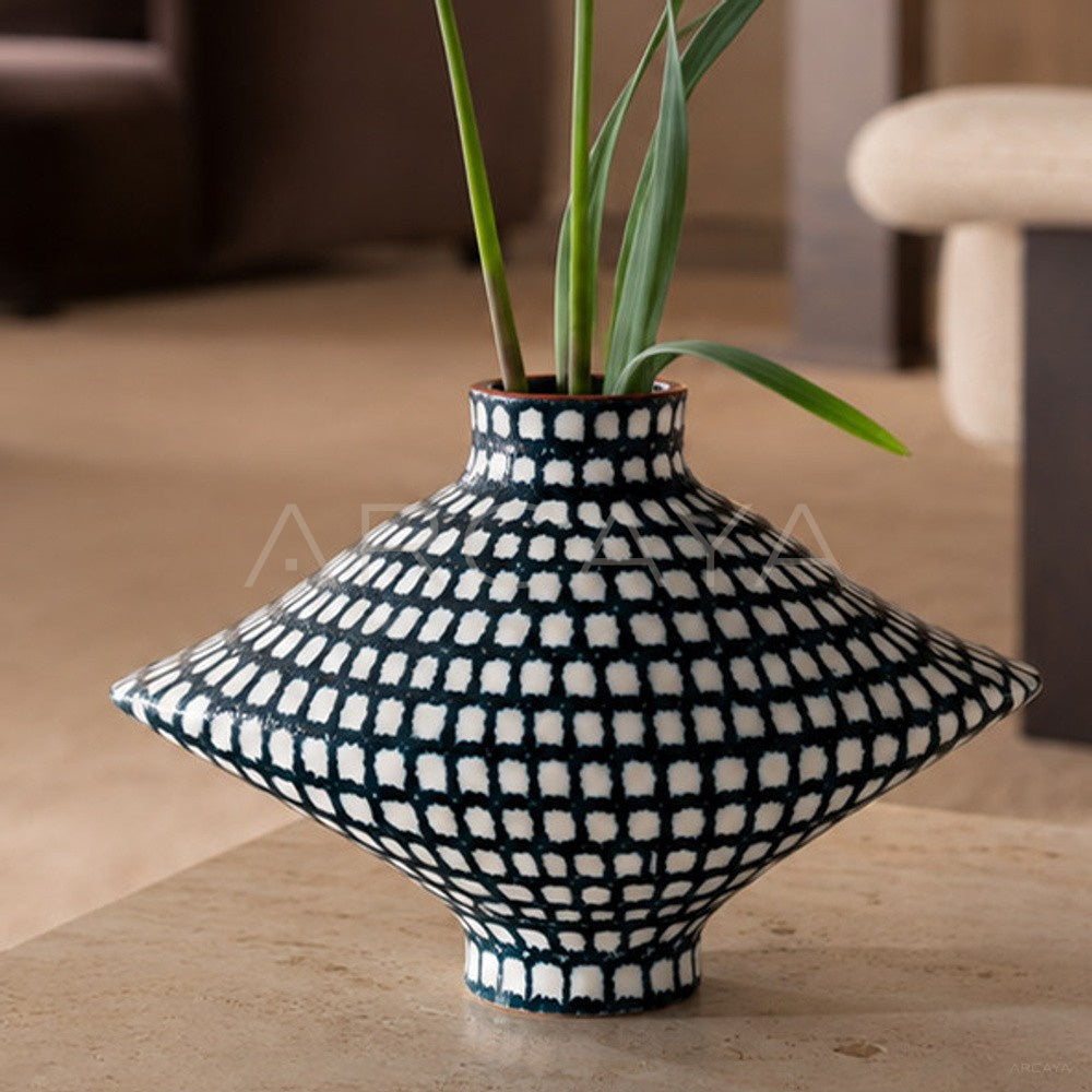 Dadan Hand Painted Plaid Vase - main