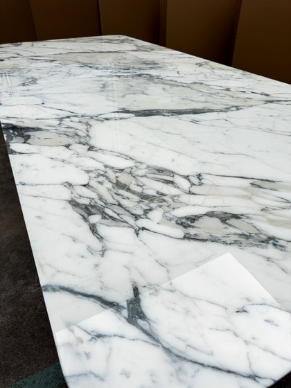 Natural Stone Top Metal Base Dining Table - detail