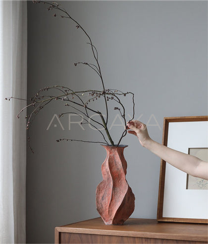 Wabi Sabi Earthen Jar Stoneware Vase - scene