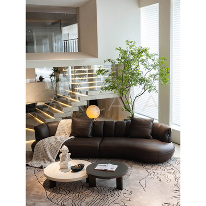 Coffee Bean Leather Sofa - scene