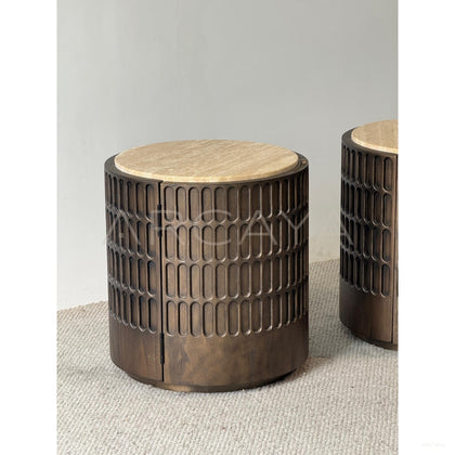 Mid Century Distressed Old Money Nightstand - scene