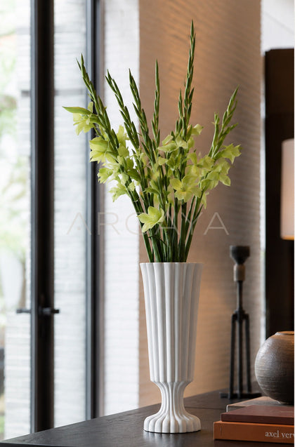 Ribbed Matte Ceramic Vase Handmade - scene