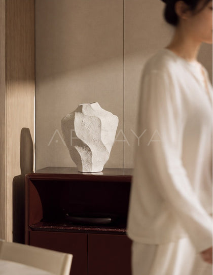 Handmade Rock Texture Ceramic Vase Dining - scene