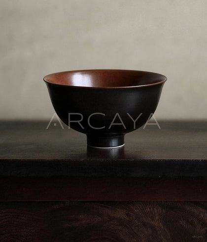 Handmade Two Tone Glaze Footed Rice Bowl - scene