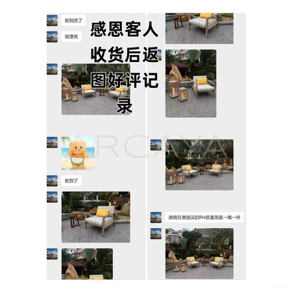 California Teak Sunbrella Outdoor Set - scene