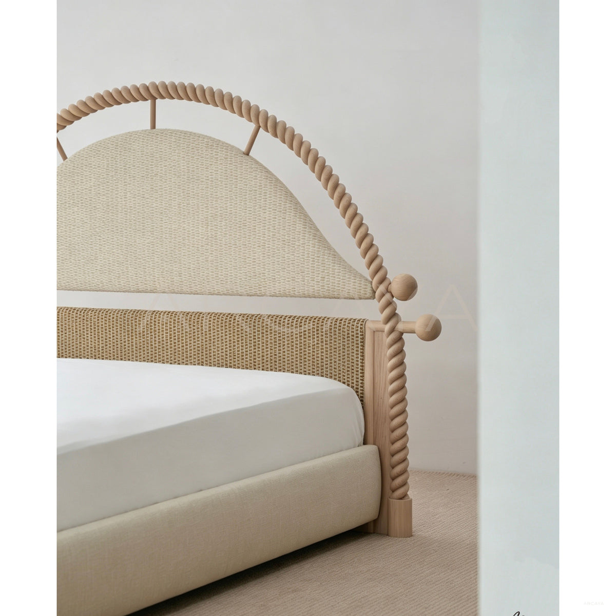Twisted Frame Solid Wood Bed in detail