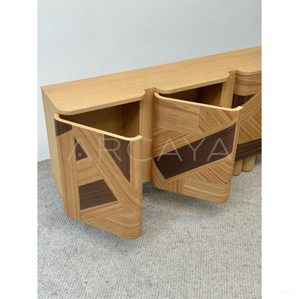 Geometric Marquetry Veneer Entryway Cabinet - scene