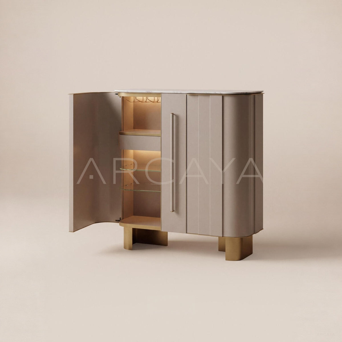 Vertical Stripe Marble Sideboard Wine Cabinet - main