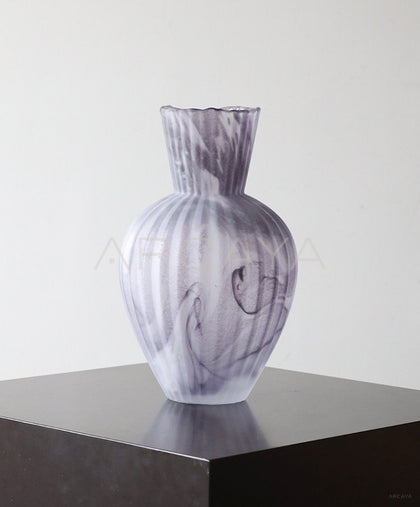 Mist Rock Ribbed Frosted Glass Vase - scene